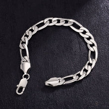 Load image into Gallery viewer, Big Daddy 9mm Steel Figaro Silver Bracelet - Bracelet
