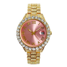 Load image into Gallery viewer, Big Daddy Bling Gold Pink Dial Roman Numeral Watch - Watch
