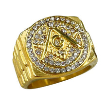 Load image into Gallery viewer, Big Daddy Iced Out Masonic Gold Ring - Ring
