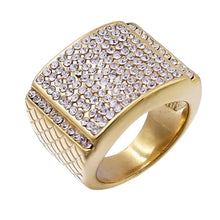 Load image into Gallery viewer, Big Daddy Iced Pave Square Gold Ring - Ring
