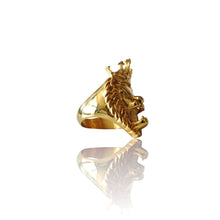 Load image into Gallery viewer, Big Daddy Lion Head Crown Gold Ring - Ring

