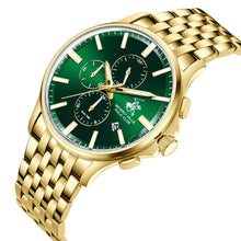 Load image into Gallery viewer, Beverly Hills Polo Club Dual Time Green Dial Gold Watch
