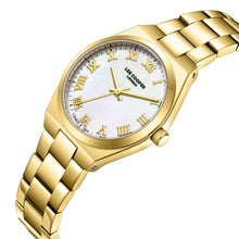 Load image into Gallery viewer, Lee Cooper Fashion Roman Numeral White MOP Dial Gold Watch
