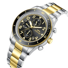 Load image into Gallery viewer, Slazenger Dual Time Multifunction Black Dial Two Tone Watch
