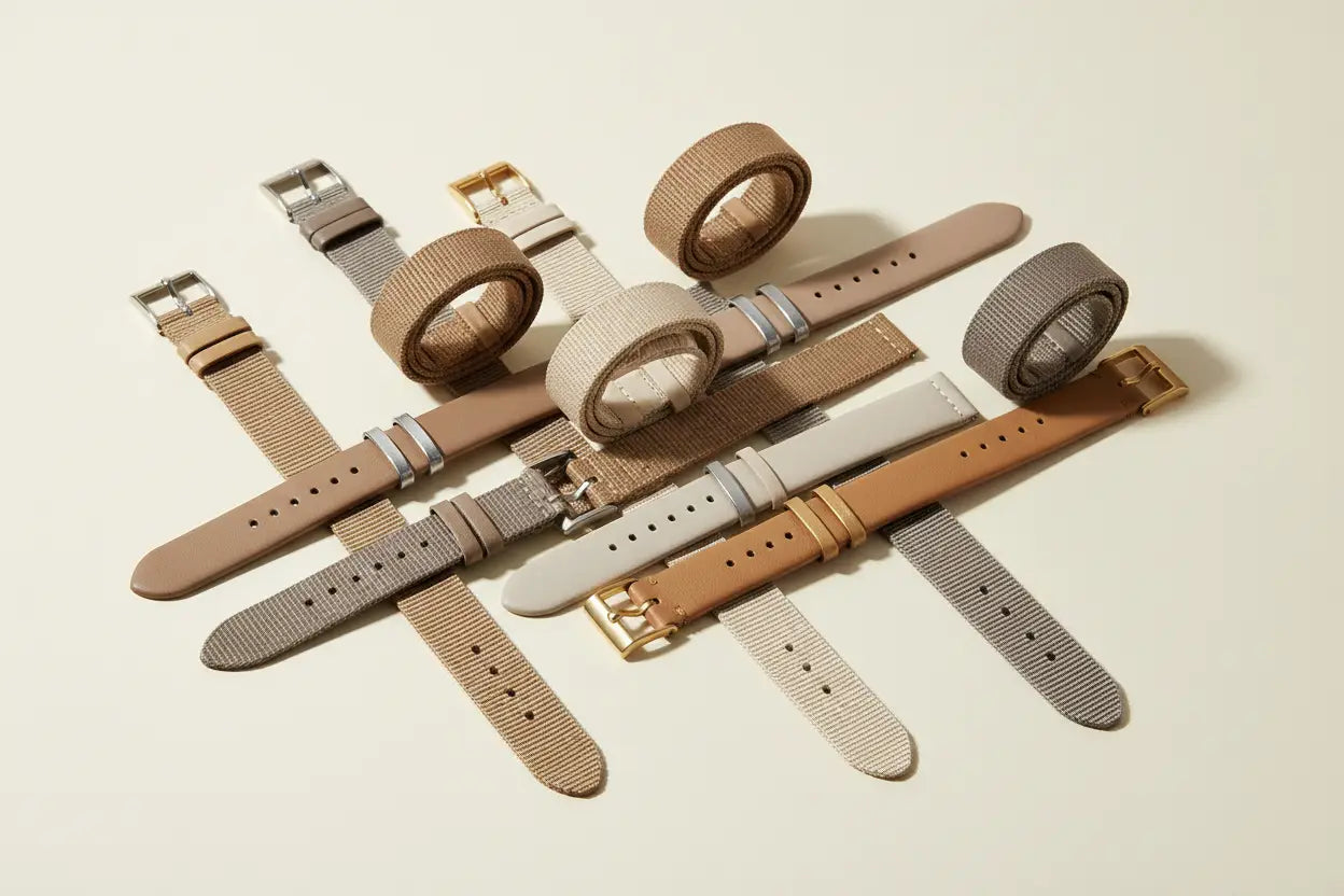 provide me an image showing neutral tone watch straps