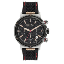 Load image into Gallery viewer, Quantum Black Chronograph Silicone Strap Watch HNG956.351
