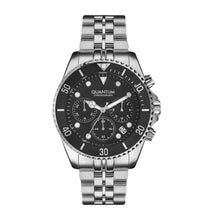 Load image into Gallery viewer, Quantum Chronograph Black Dial Waterproof Silver Watch
