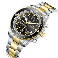 Load image into Gallery viewer, Slazenger Dual Time Multifunction Black Dial Two Tone Watch
