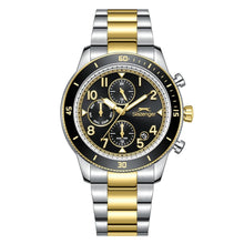 Load image into Gallery viewer, Slazenger Dual Time Multifunction Black Dial Two Tone Watch
