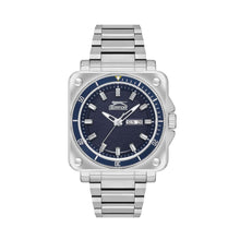 Load image into Gallery viewer, Slazenger Square Case Day Date Window Blue Dial Silver

