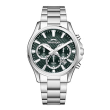 Load image into Gallery viewer, Slazenger Oversized Multifunction Emerald Dial Silver Watch
