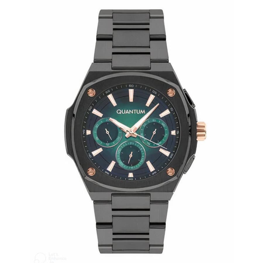 Quantum Gun Metal Analog Stainless Steel Strap Men’s Watch