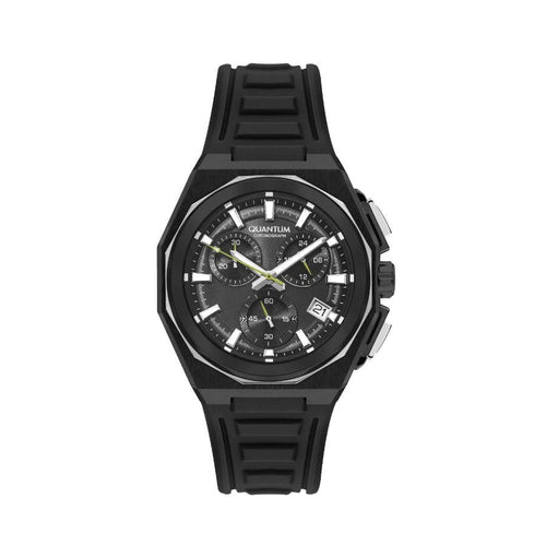 Quantum Black Chronograph Silicone Strap Men’s Watch